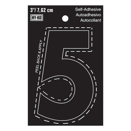 Hy-Ko 3In Black Vinyl Number 5, 10PK A30405